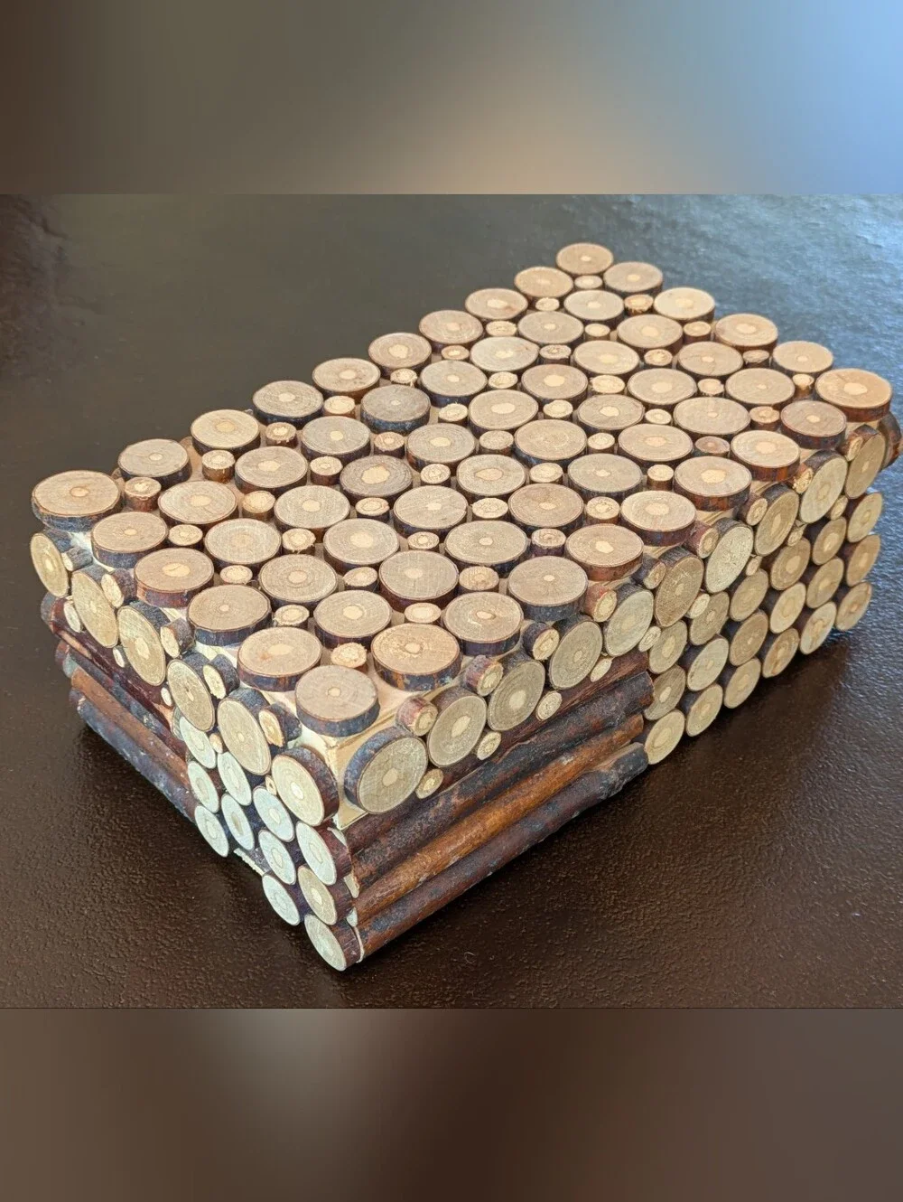 Vintage Log Slice Storage Box